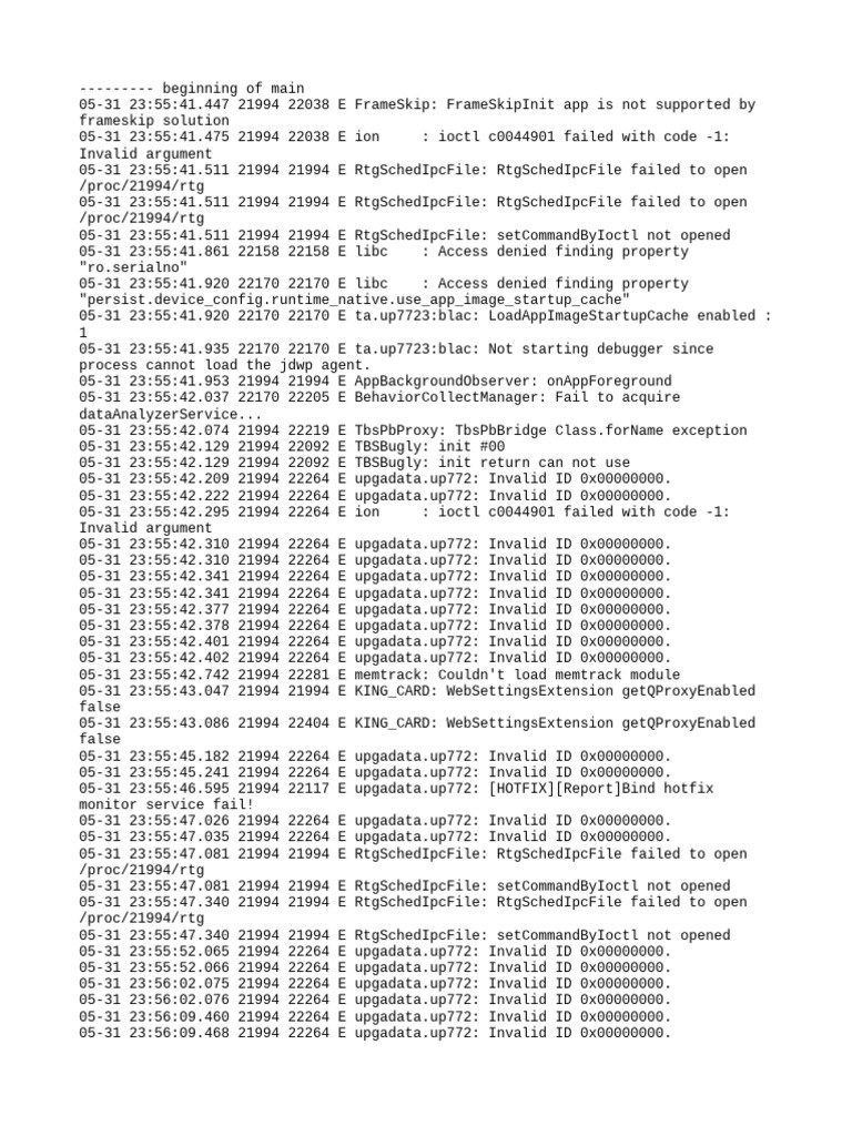 App Errors and Invalid ID Logs | PDF | Computer Programming | Software ...