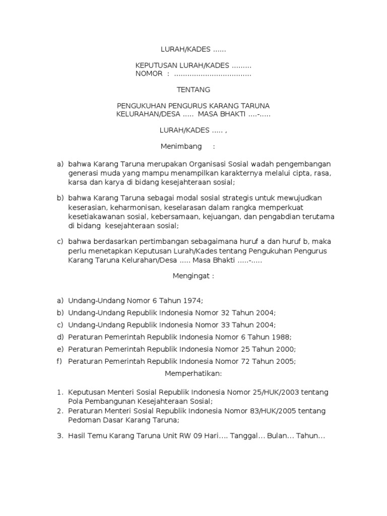 Contoh SK Karang Taruna