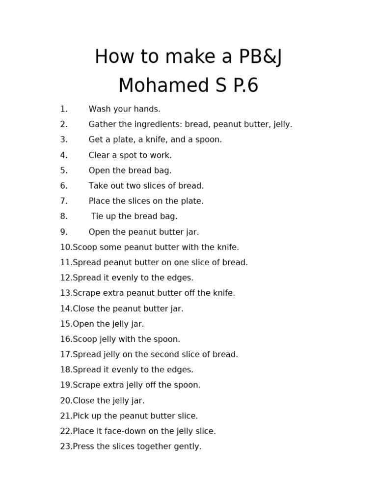 Step-by-Step PB&J Recipe Guide | PDF