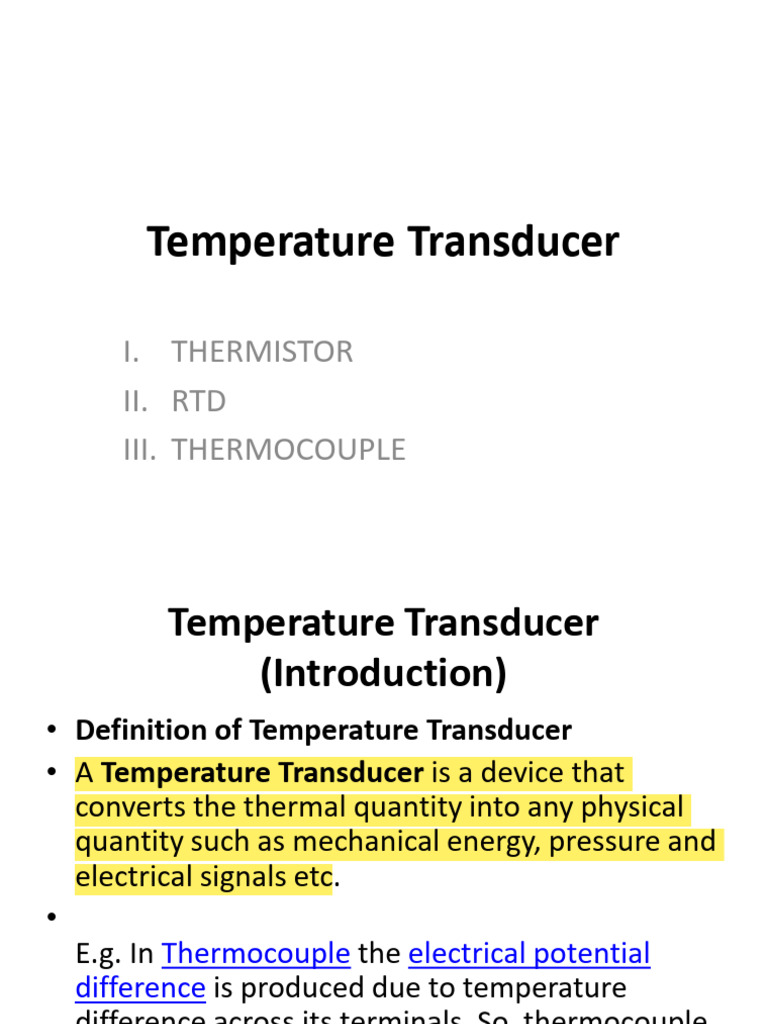 Understanding Temperature Transducers | PDF | Thermocouple | Temperature