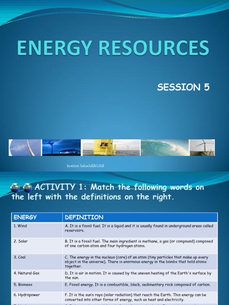 Energy Definitions and Activities | PDF | Fuels | Atoms