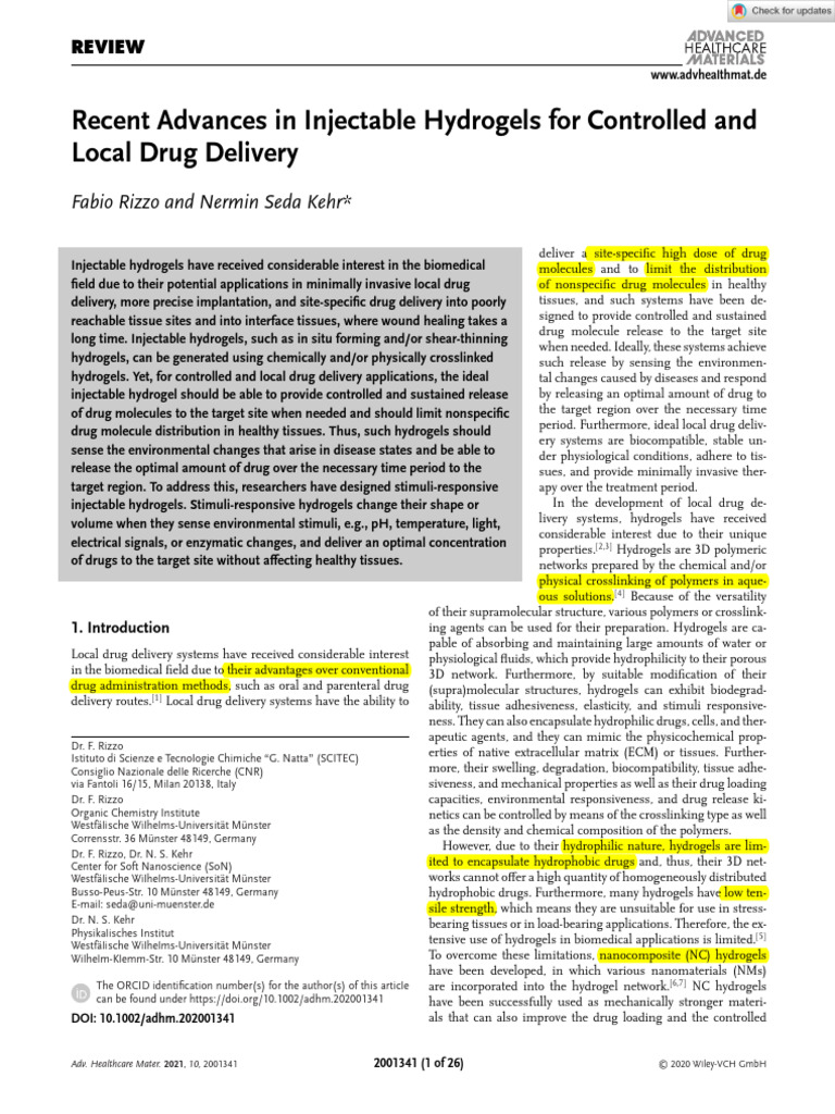 +6.adv Healthcare Materials - 2020 - Rizzo - Recent Advances in ...