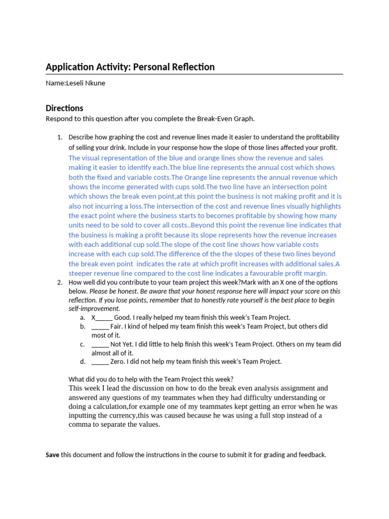 personal reflection | PDF | Economies | Financial Accounting