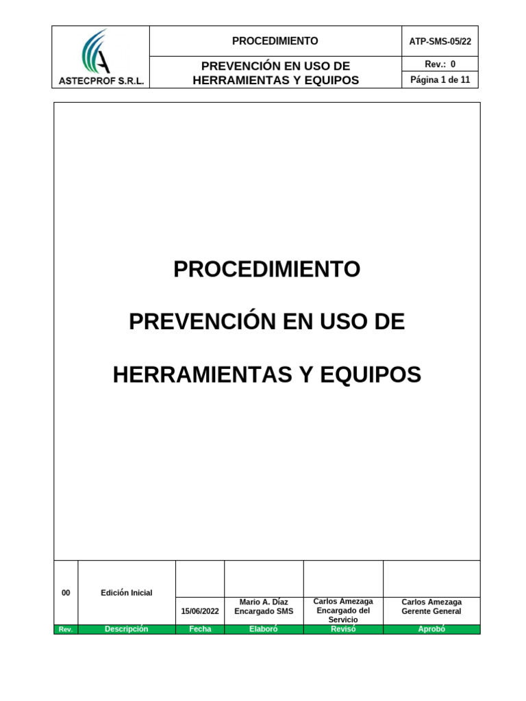 Prevención en Uso de Herramientas y Equipos | PDF | Tornillo