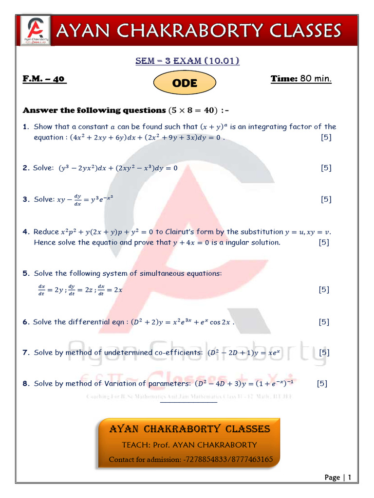ODE Exm 10.01 | PDF