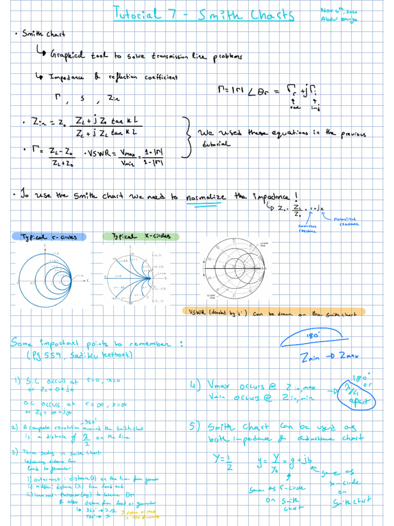 Tutorial 7 - Smith Charts | PDF | Electromagnetic Radiation | Radio ...