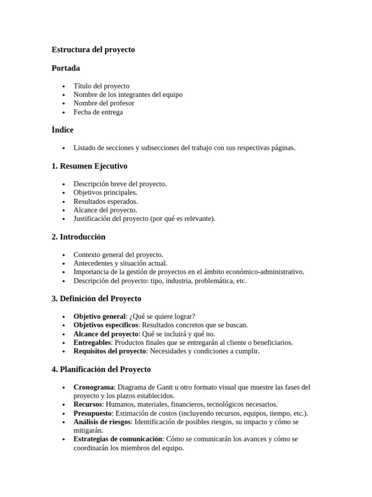 Estructura de un Proyecto Detallada | PDF | Calidad (comercial) | Business