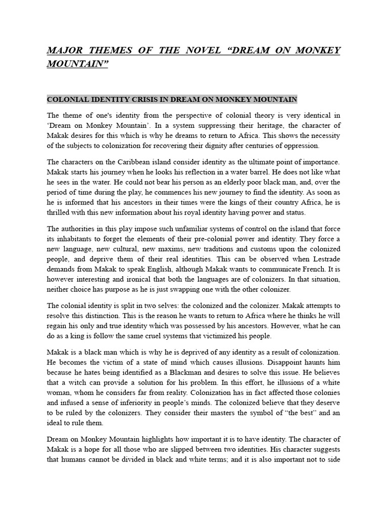 Themes of Identity in Dream on Monkey Mountain | PDF