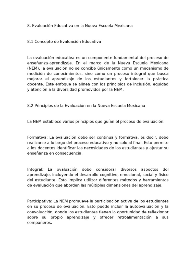Evaluación Educativa en la NEM | PDF | Evaluación | Enseñando