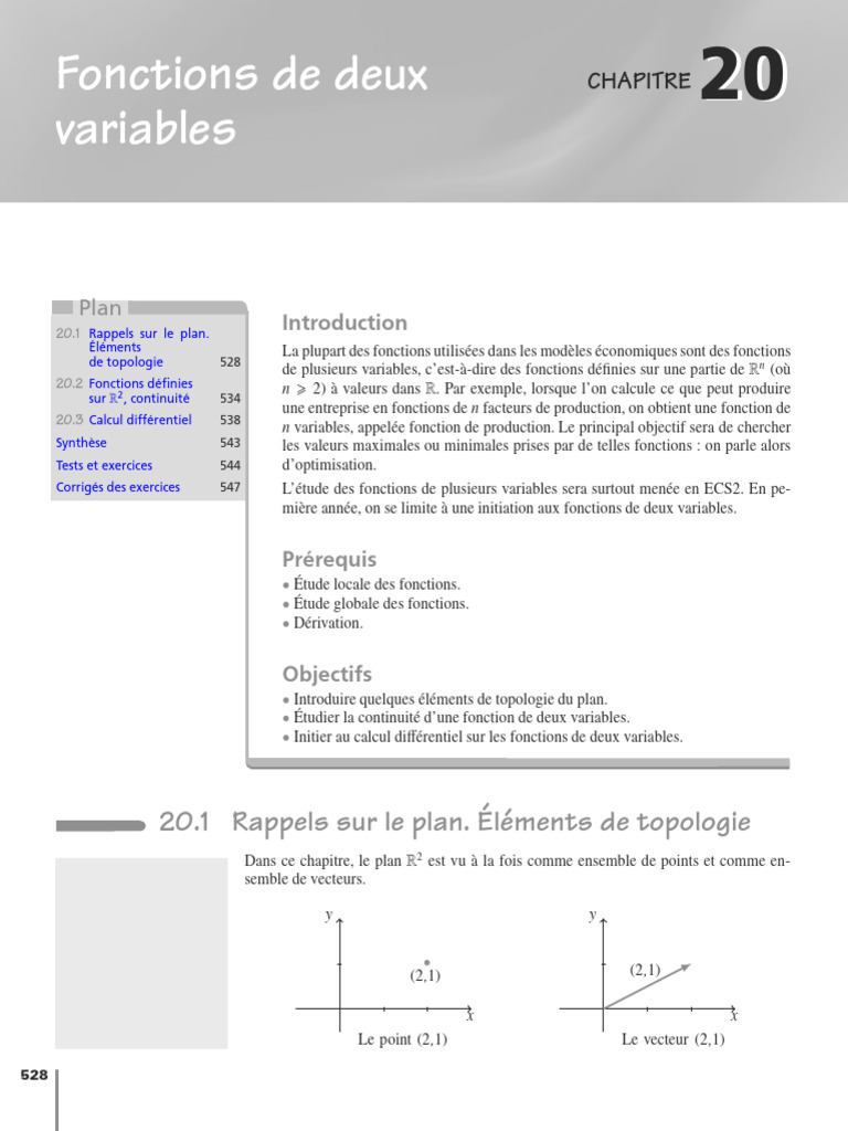 Introduction aux fonctions à deux variables | PDF | Fonction ...