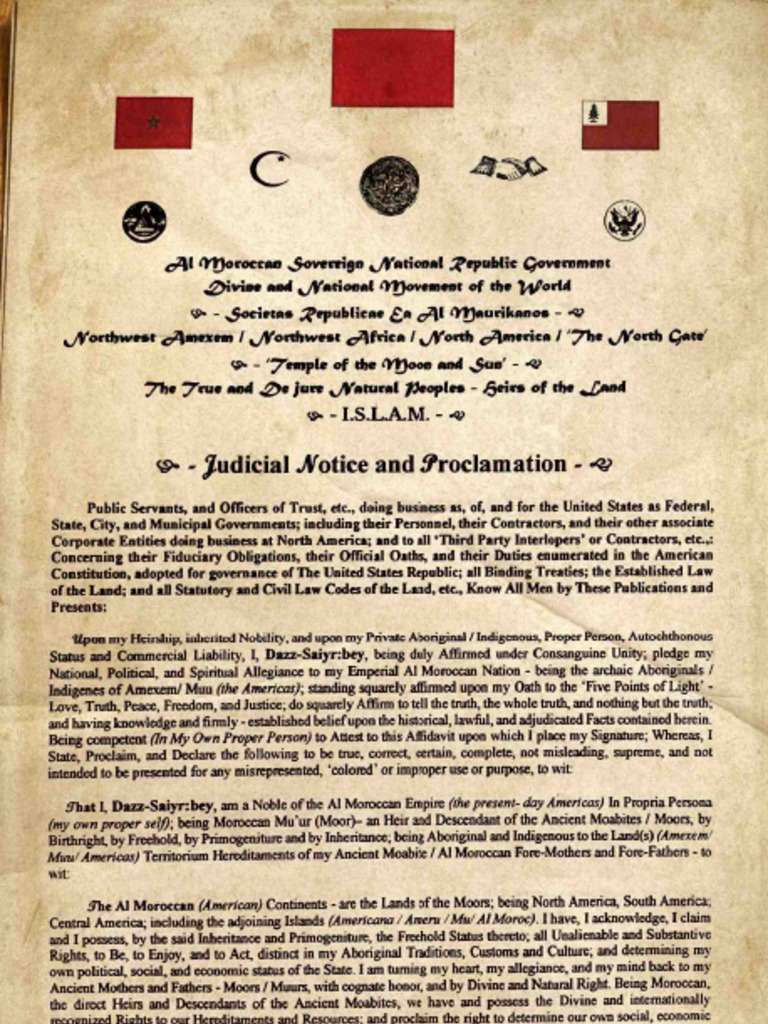 Dazz Saiyr Bey Judicial Notice and Proclamation | PDF | Supremacy ...