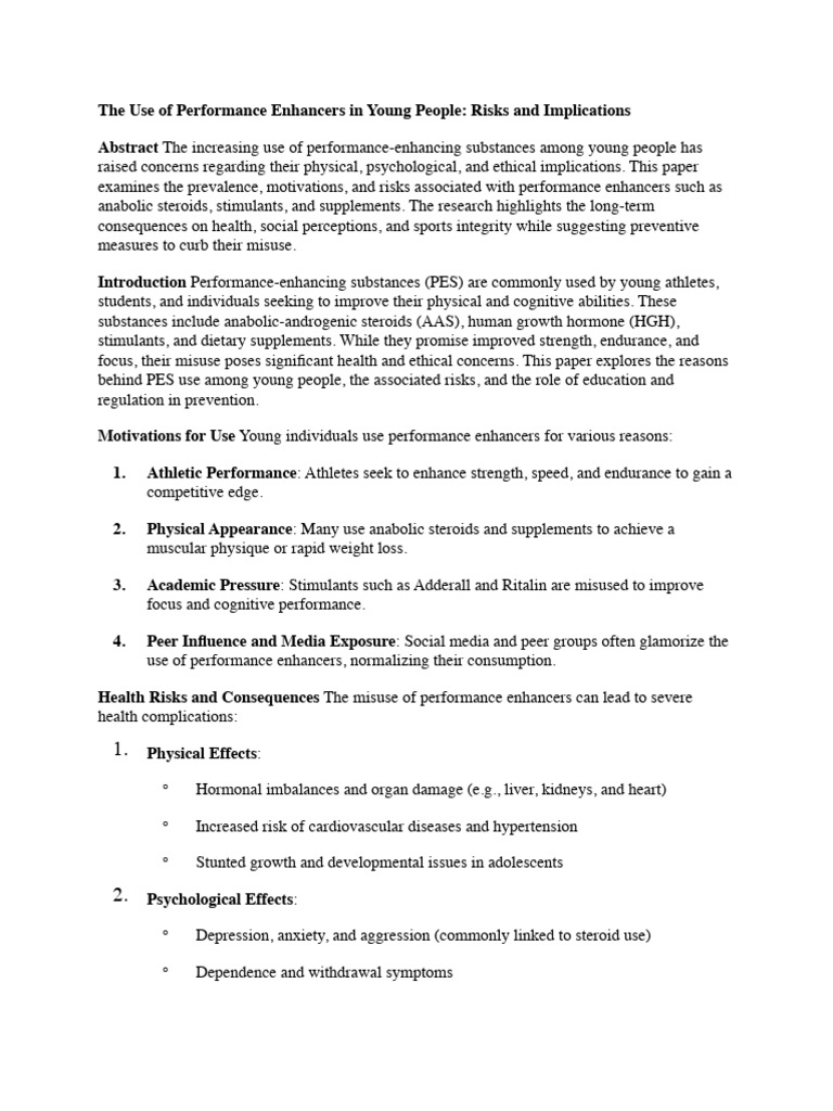 Risks of Performance Enhancers in Youth | PDF | Stimulant | Clinical ...