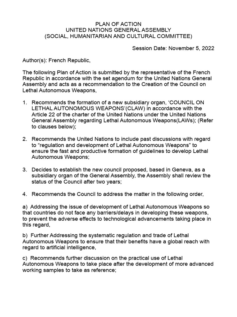 UN Plan for Lethal Autonomous Weapons | PDF | United Nations ...