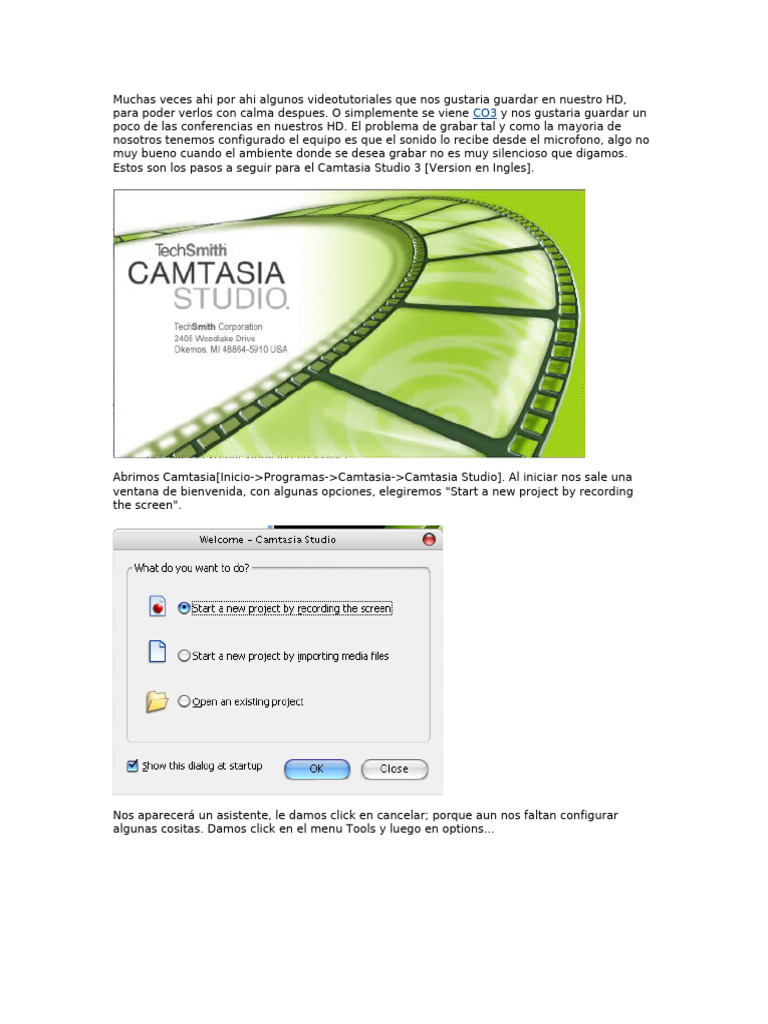 Configuración de Camtasia Studio 3 | PDF | Informática | Tecnología de ...