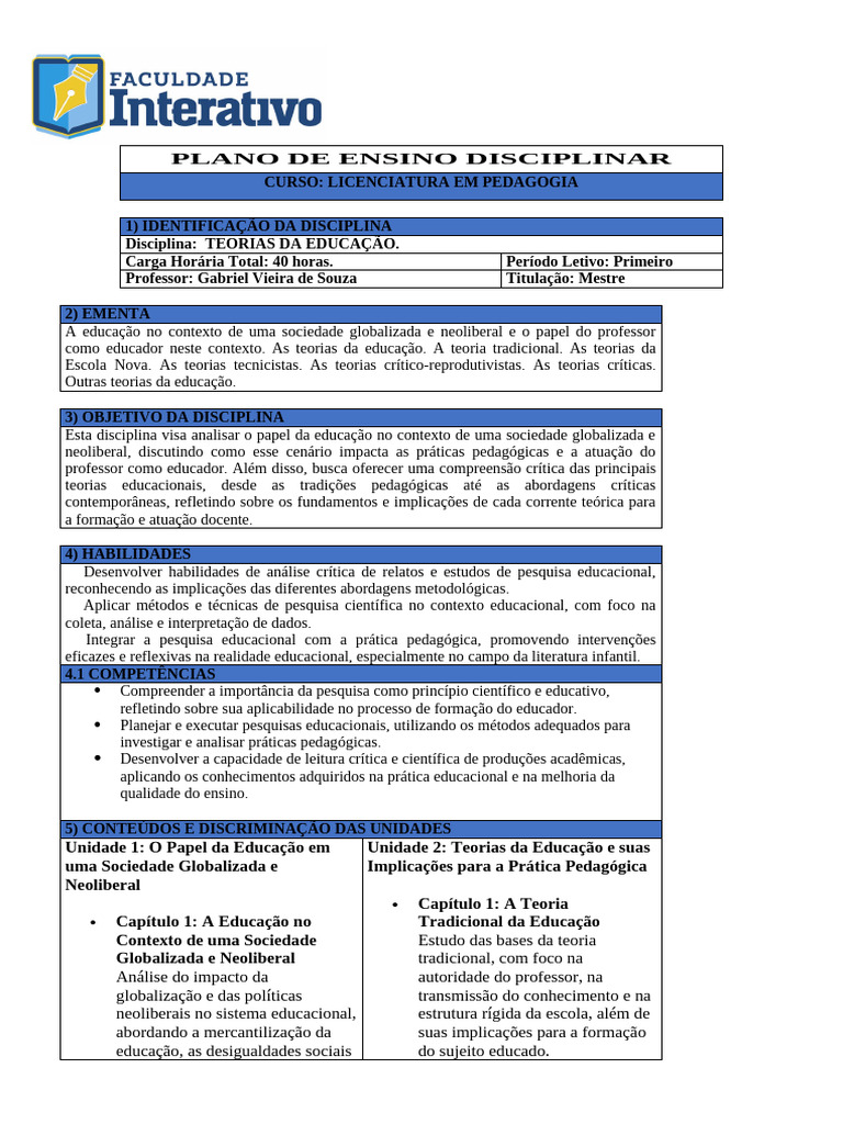 Teorias da Educação na Prática Pedagógica | PDF | Pedagogia | Aprendizado