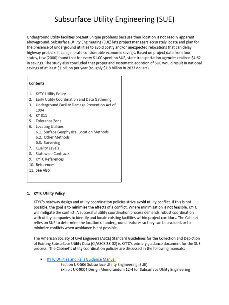 Subsurface Utility Engineering Overview | PDF
