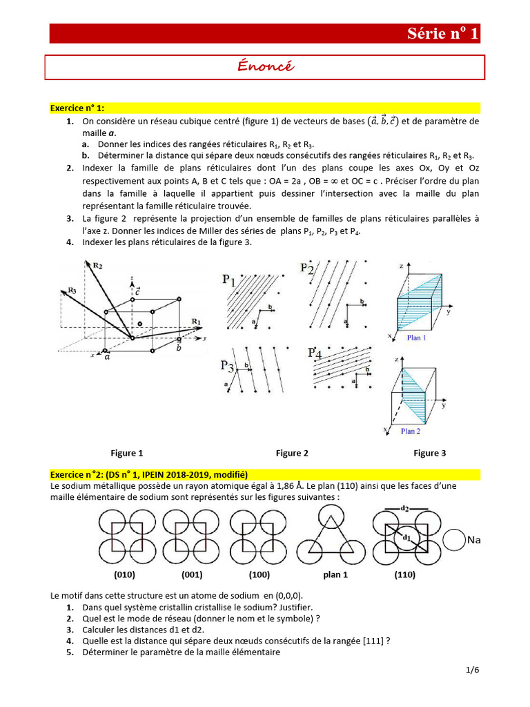 Plans Réticulaires et Distance Interréticulaire | PDF ...