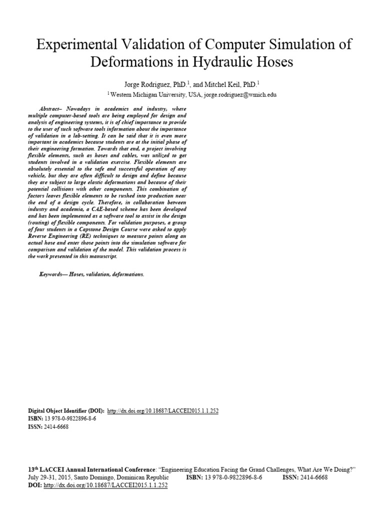 Validation of Hydraulic Hose Simulations | PDF | Simulation | Engineering