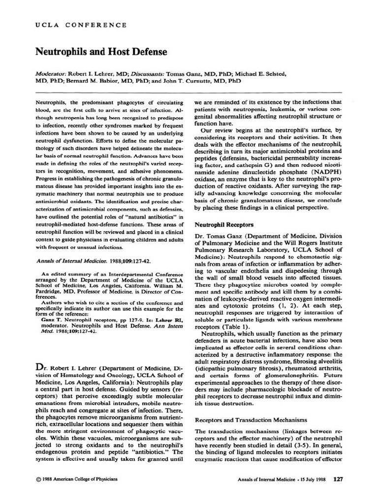 Neutrophils and Host Defense | PDF | Chemotaxis | Signal Transduction