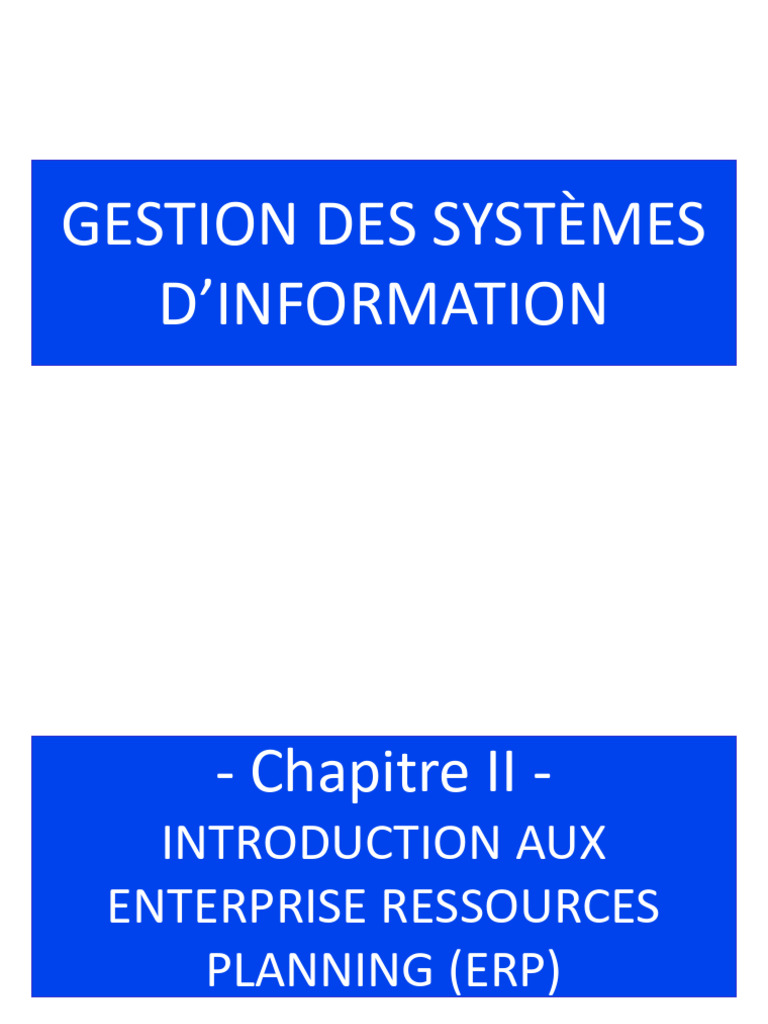 Introduction aux ERP et systèmes d'information | PDF | Progiciel de ...