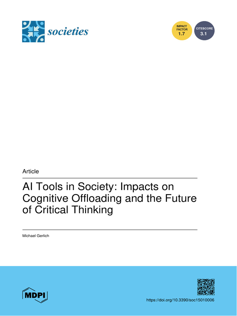 AI Tools in Society - Impacts On Cognitive Offloading and The Future of ...