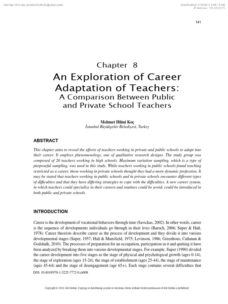 An Exploration of Career Adaptation of Teachers A Comparison Between ...