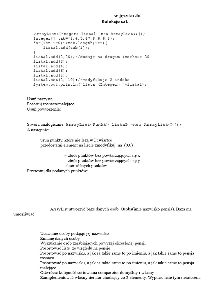 Java Kolekcje1 | PDF