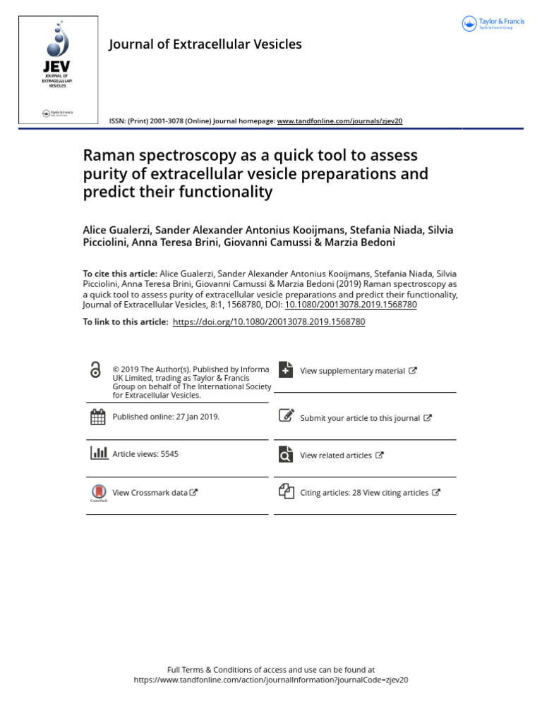 Raman Spectroscopy As A Quick Tool To Assess Purity of Extracellular ...