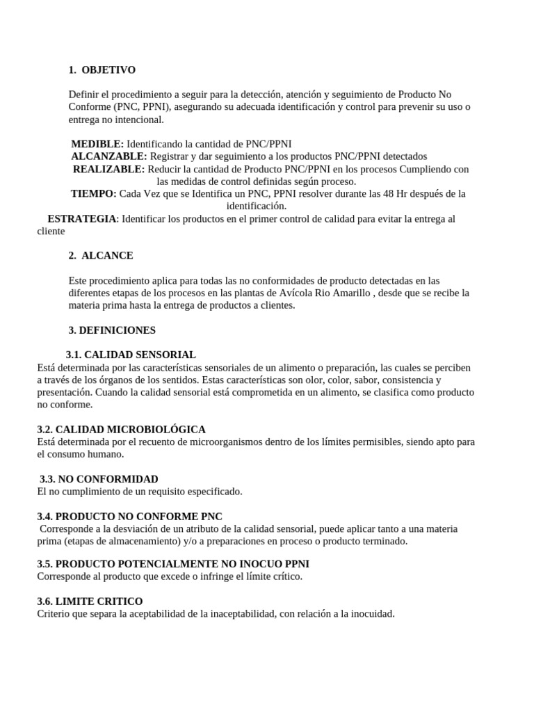Procedimiento para Manejo de PNC/PPNI | PDF