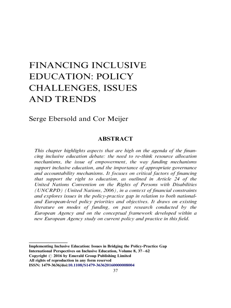 Financing Inclusive Education Policy Cha | PDF | Inclusion (Education ...