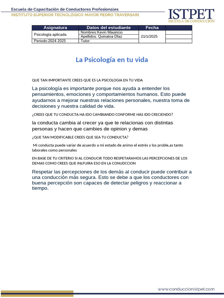 Importancia de la Psicología en la Vida | PDF