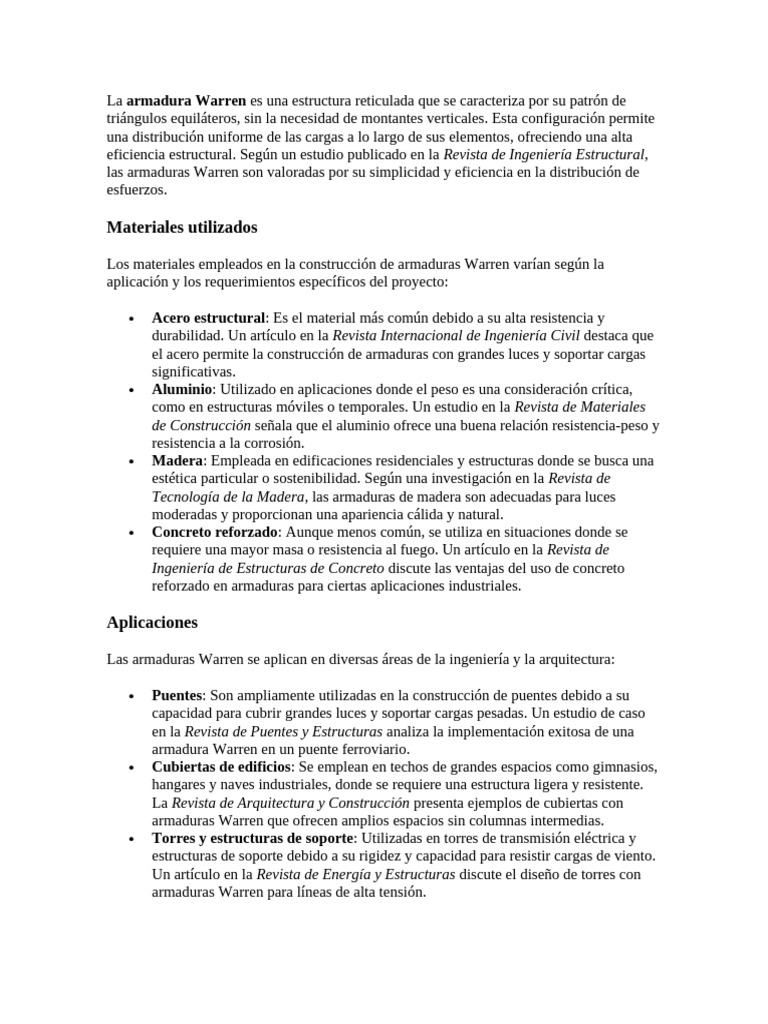 RAMIREZ SEBASTIAN_ARMADURA WARREN | PDF | Hormigón | Puente