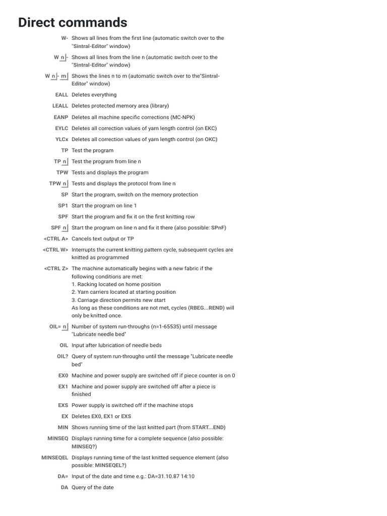 Direct Commands | PDF | Knitting | Computer Engineering
