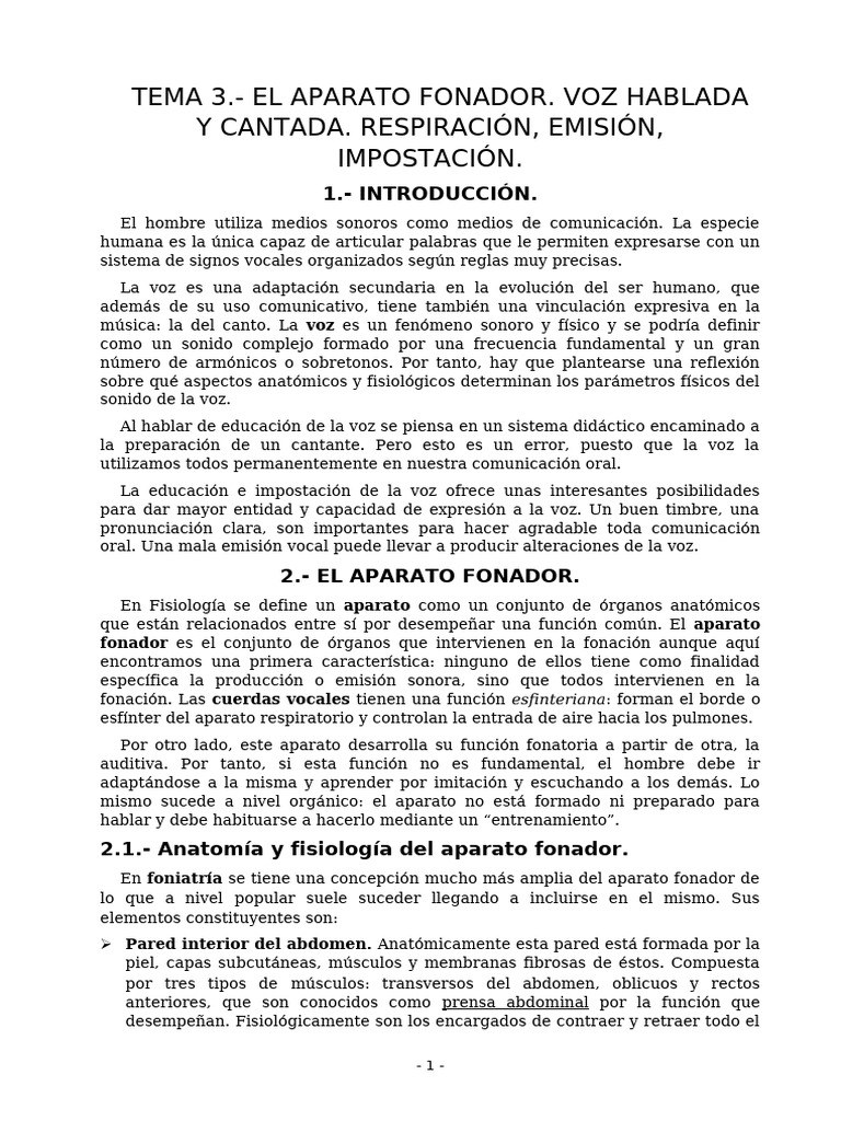Anatomía del Aparato Fonador y Voz | PDF | Laringe | Sistema respiratorio