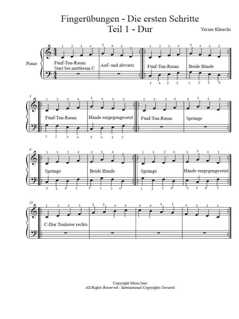 Fingeruebungen Erste Schritte Dur Kopie | PDF