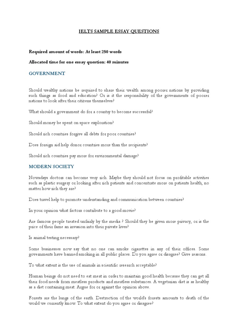 ielts essay questions