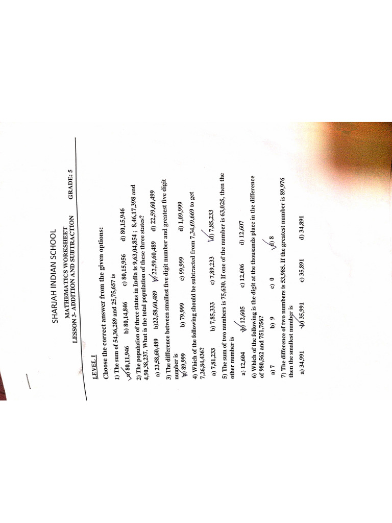 Mathematics Worksheet | PDF