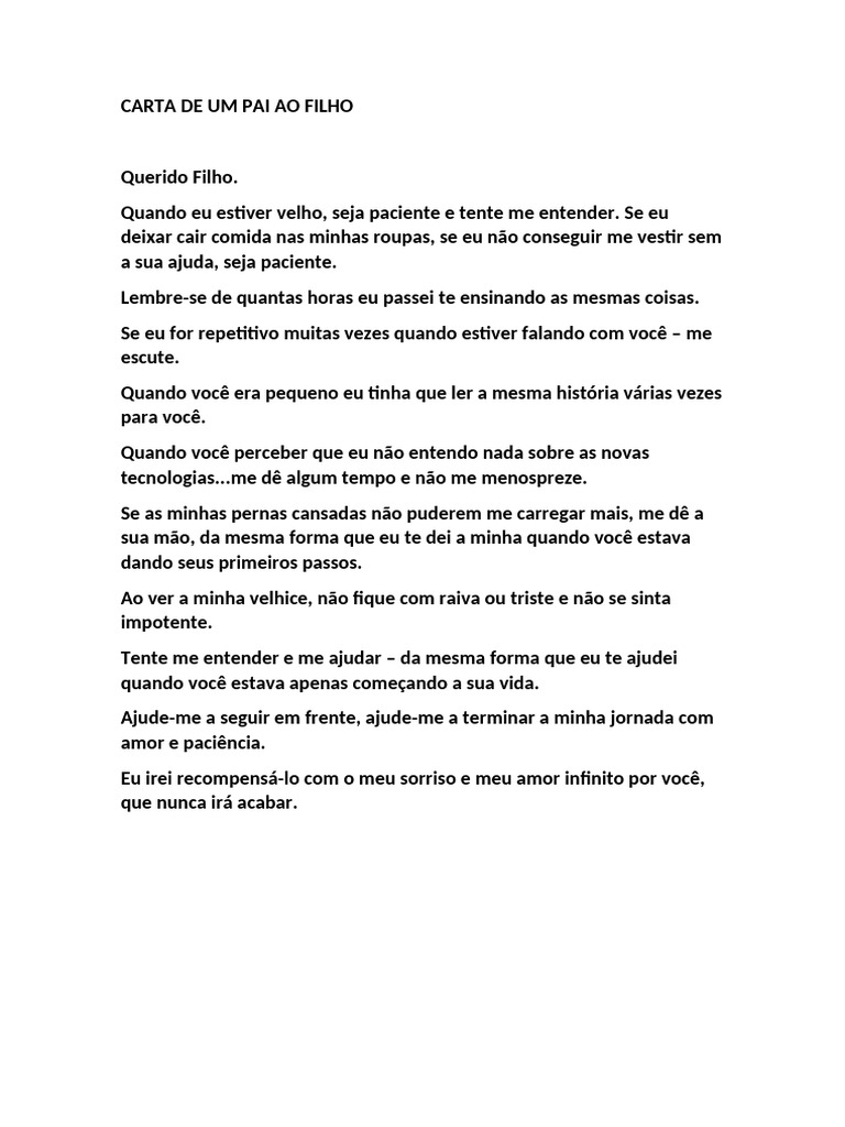 Carta de um Pai ao Filho sobre Velhice | PDF