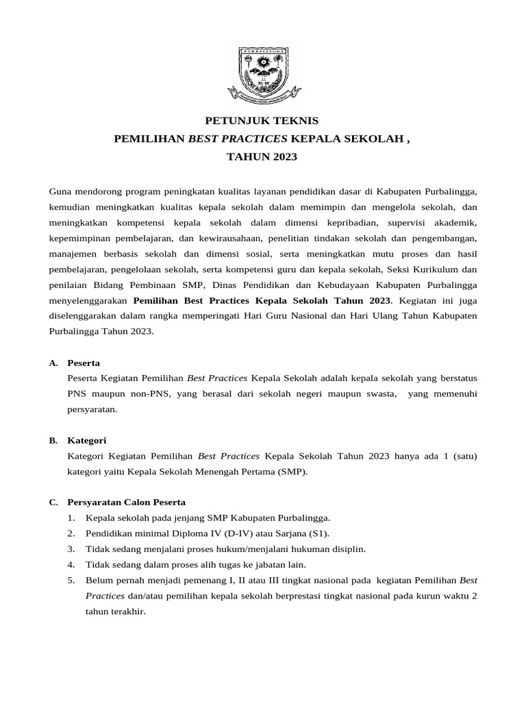 Petunjuk teknis pemilihan best practices pdf