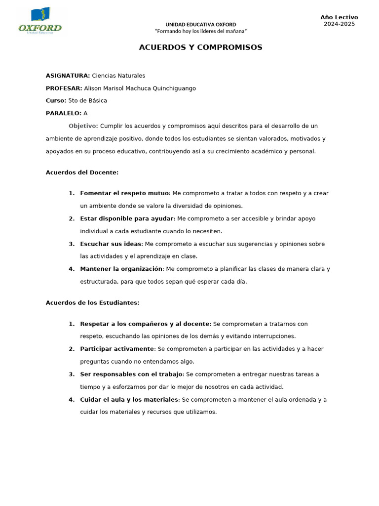 Acuerdos y Compromisos | PDF
