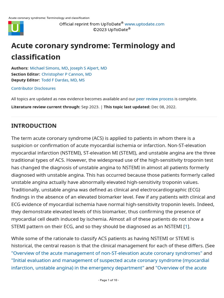 Acute coronary syndrome | PDF | Myocardial Infarction | Percutaneous ...