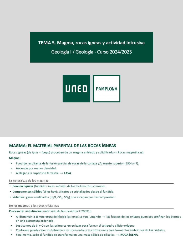 T05 Magma Rocas Igneas | PDF | Roca ígnea | Magma