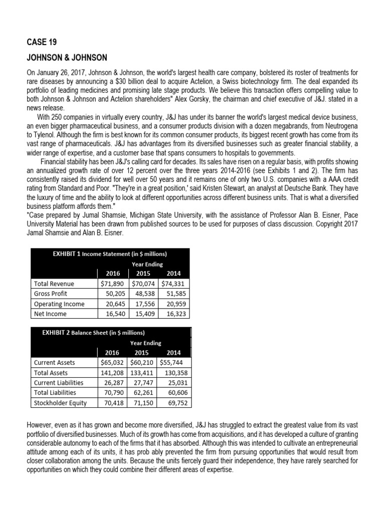 J&J's Growth and Acquisition Strategy | PDF | Johnson & Johnson | Business