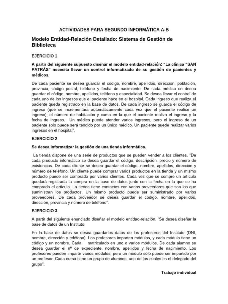 Modelos ER para Gestión de Datos Clínicos y Comerciales | PDF | Informática