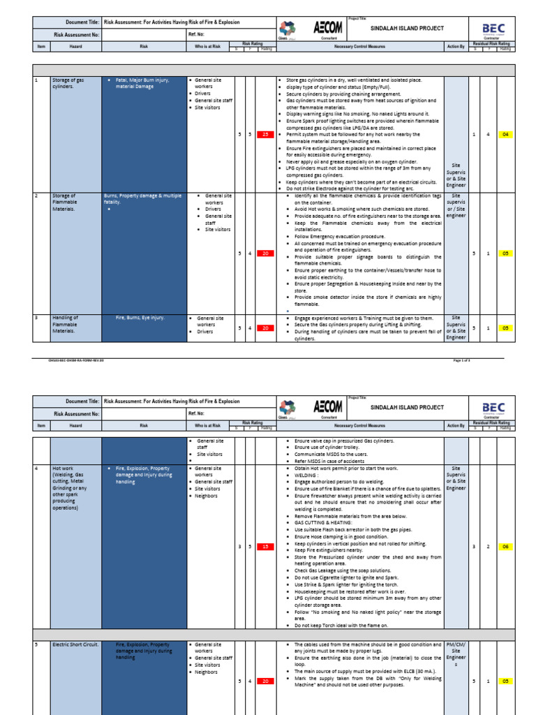 Fire & Explosion Risk Assessment Guide | PDF | Fires