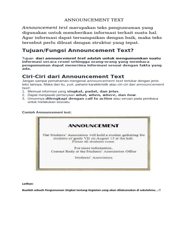 Announcement Text | PDF
