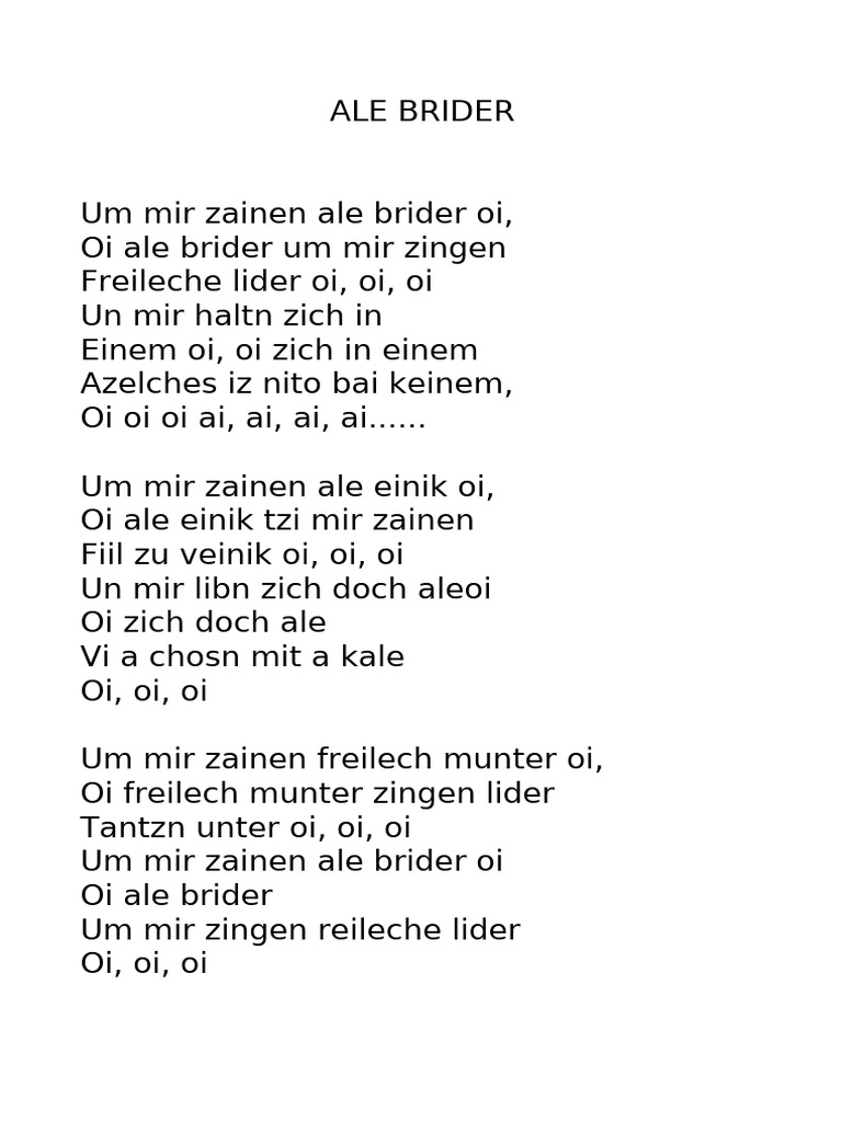 Musica Ale Brider | PDF