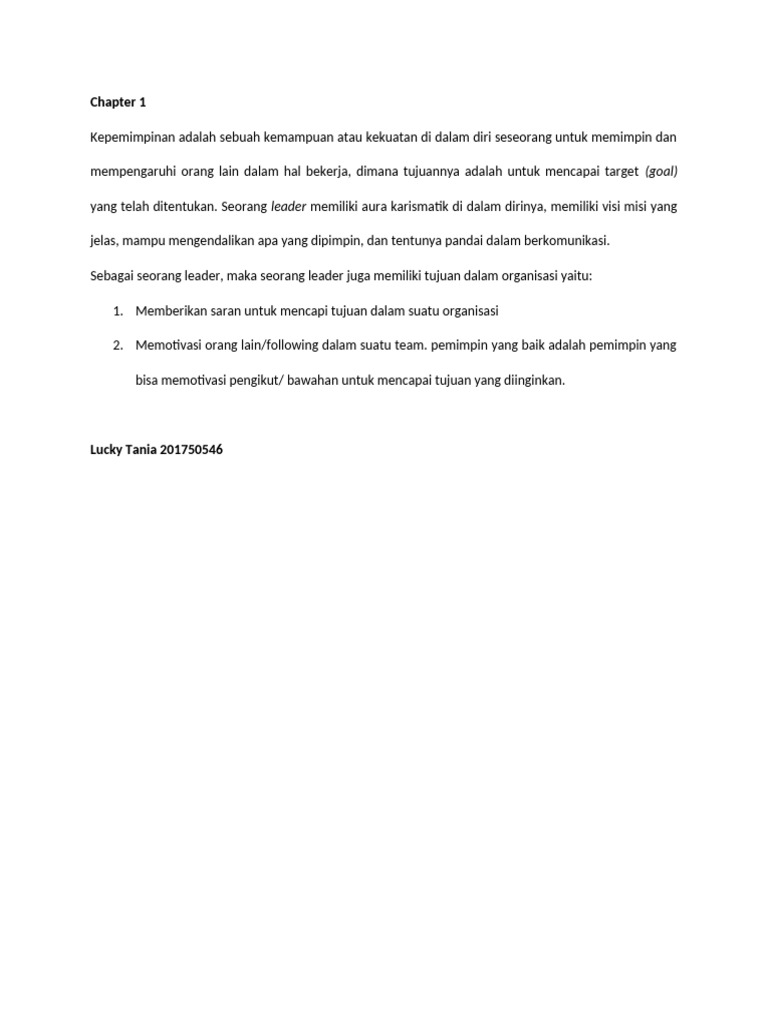 Chapter 1 Leadership | PDF