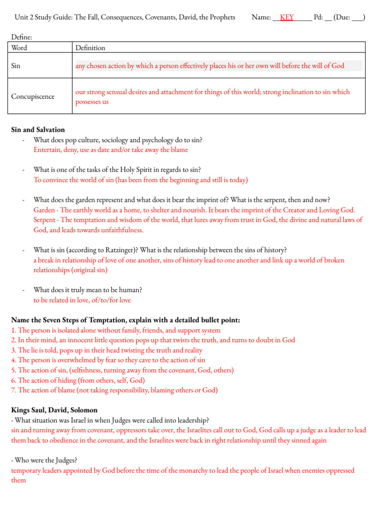 Unit+2+Study+Guide-Completed.docx | PDF | Nevi'im | Covenant (Biblical)