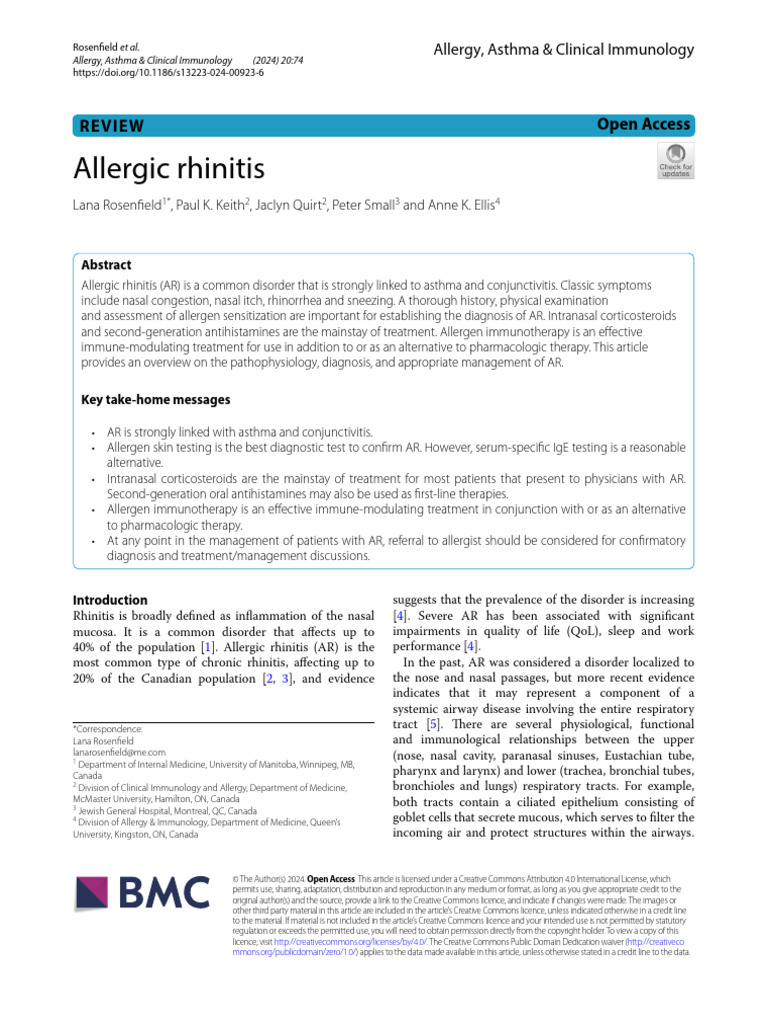 Allergic Rhinitis - Alergic Asth Immunol (2025) | PDF | Allergy | Allergen